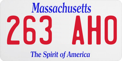 MA license plate 263AH0