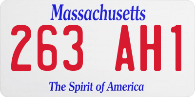 MA license plate 263AH1