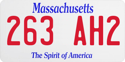 MA license plate 263AH2