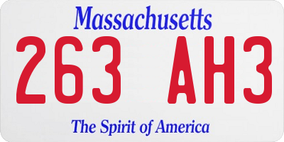 MA license plate 263AH3