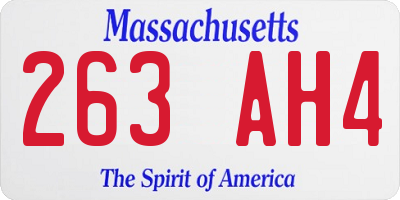 MA license plate 263AH4