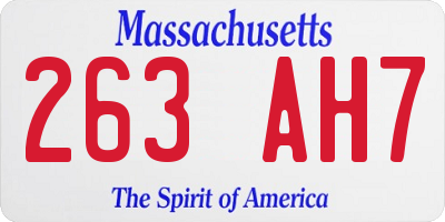 MA license plate 263AH7