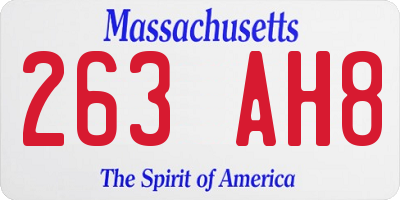 MA license plate 263AH8
