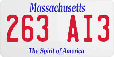 MA license plate 263AI3