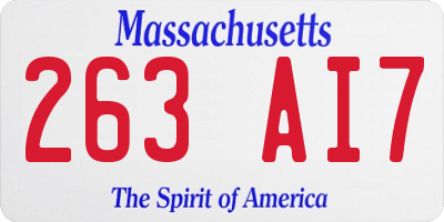 MA license plate 263AI7