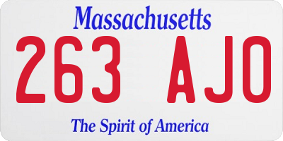 MA license plate 263AJ0
