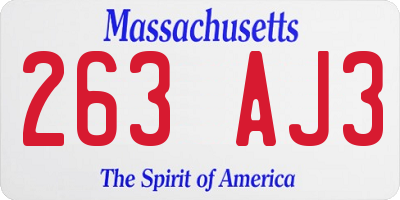MA license plate 263AJ3