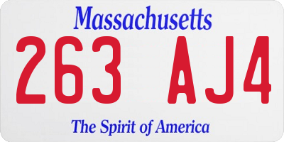 MA license plate 263AJ4