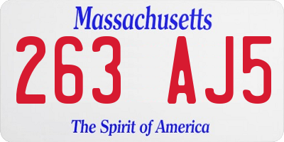 MA license plate 263AJ5