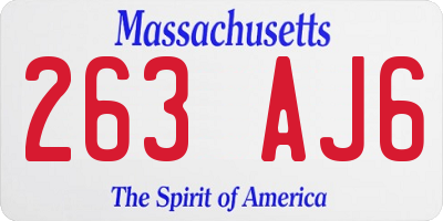 MA license plate 263AJ6