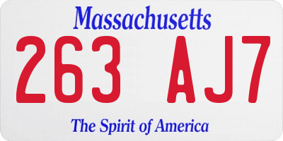 MA license plate 263AJ7