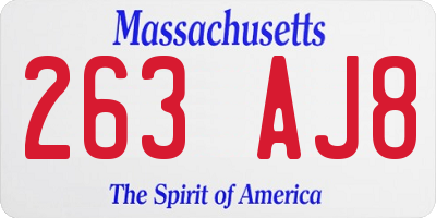MA license plate 263AJ8