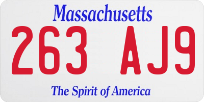 MA license plate 263AJ9