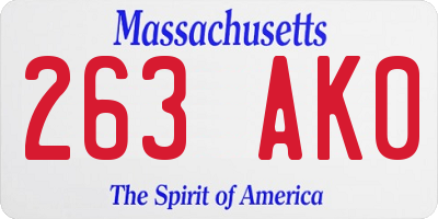 MA license plate 263AK0