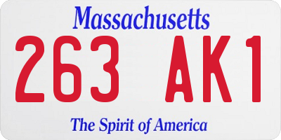 MA license plate 263AK1