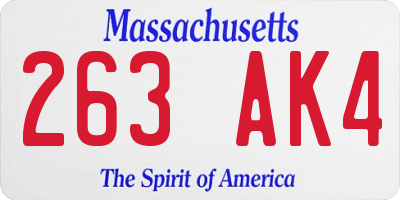 MA license plate 263AK4