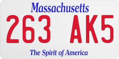 MA license plate 263AK5