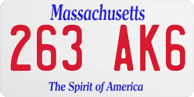 MA license plate 263AK6