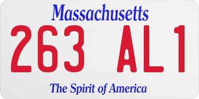 MA license plate 263AL1
