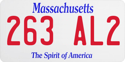 MA license plate 263AL2