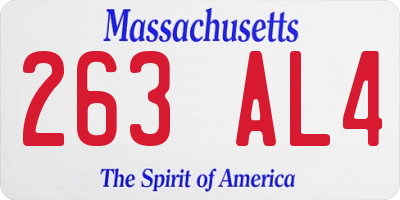 MA license plate 263AL4