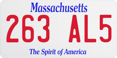 MA license plate 263AL5