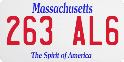 MA license plate 263AL6