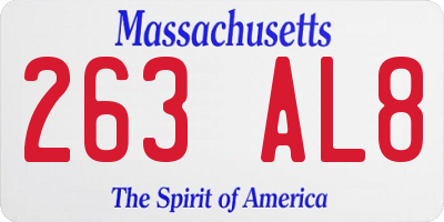 MA license plate 263AL8