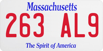 MA license plate 263AL9