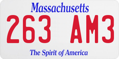 MA license plate 263AM3
