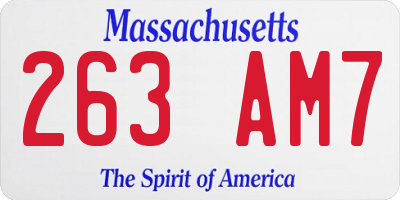 MA license plate 263AM7