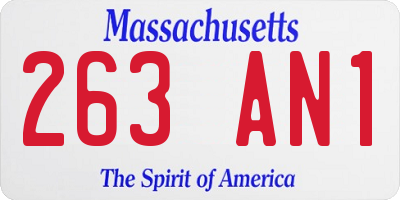 MA license plate 263AN1