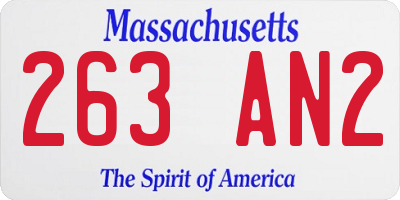 MA license plate 263AN2