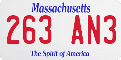 MA license plate 263AN3