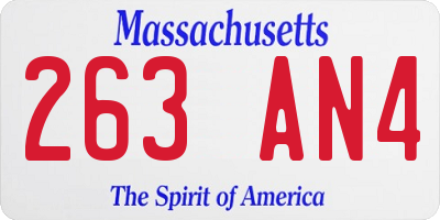 MA license plate 263AN4