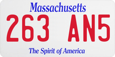 MA license plate 263AN5