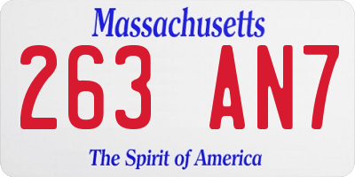 MA license plate 263AN7