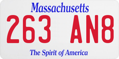 MA license plate 263AN8