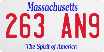 MA license plate 263AN9
