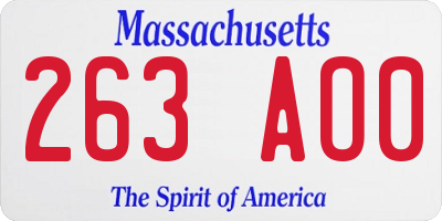 MA license plate 263AO0