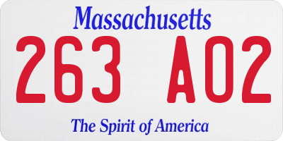 MA license plate 263AO2