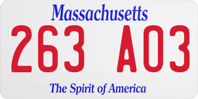 MA license plate 263AO3