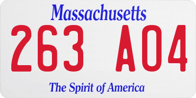 MA license plate 263AO4