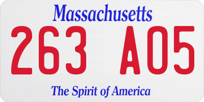 MA license plate 263AO5