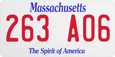 MA license plate 263AO6