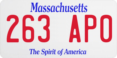 MA license plate 263AP0
