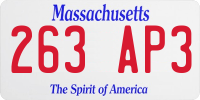 MA license plate 263AP3