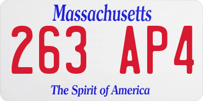 MA license plate 263AP4