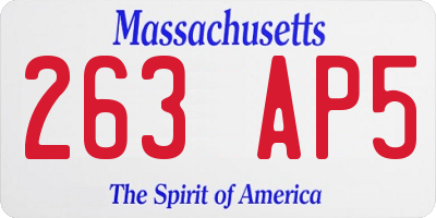 MA license plate 263AP5