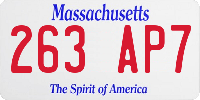 MA license plate 263AP7